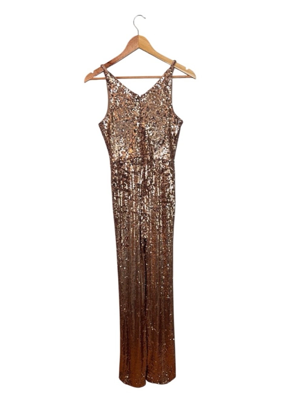 NWT DRESS THE POPULATION CHARLIE GOLD SEQUIN JUMPSUIT SIZE XS - Picture 8 of 11